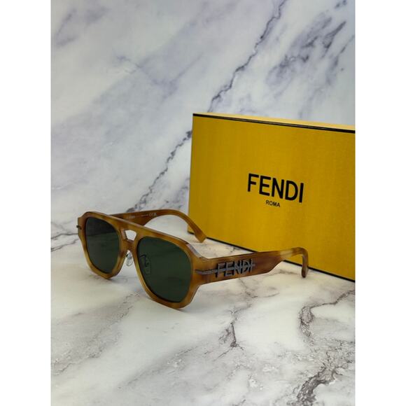 NEW Fendi FE40130F Logo Brown Aviator Sunglasses main image 5